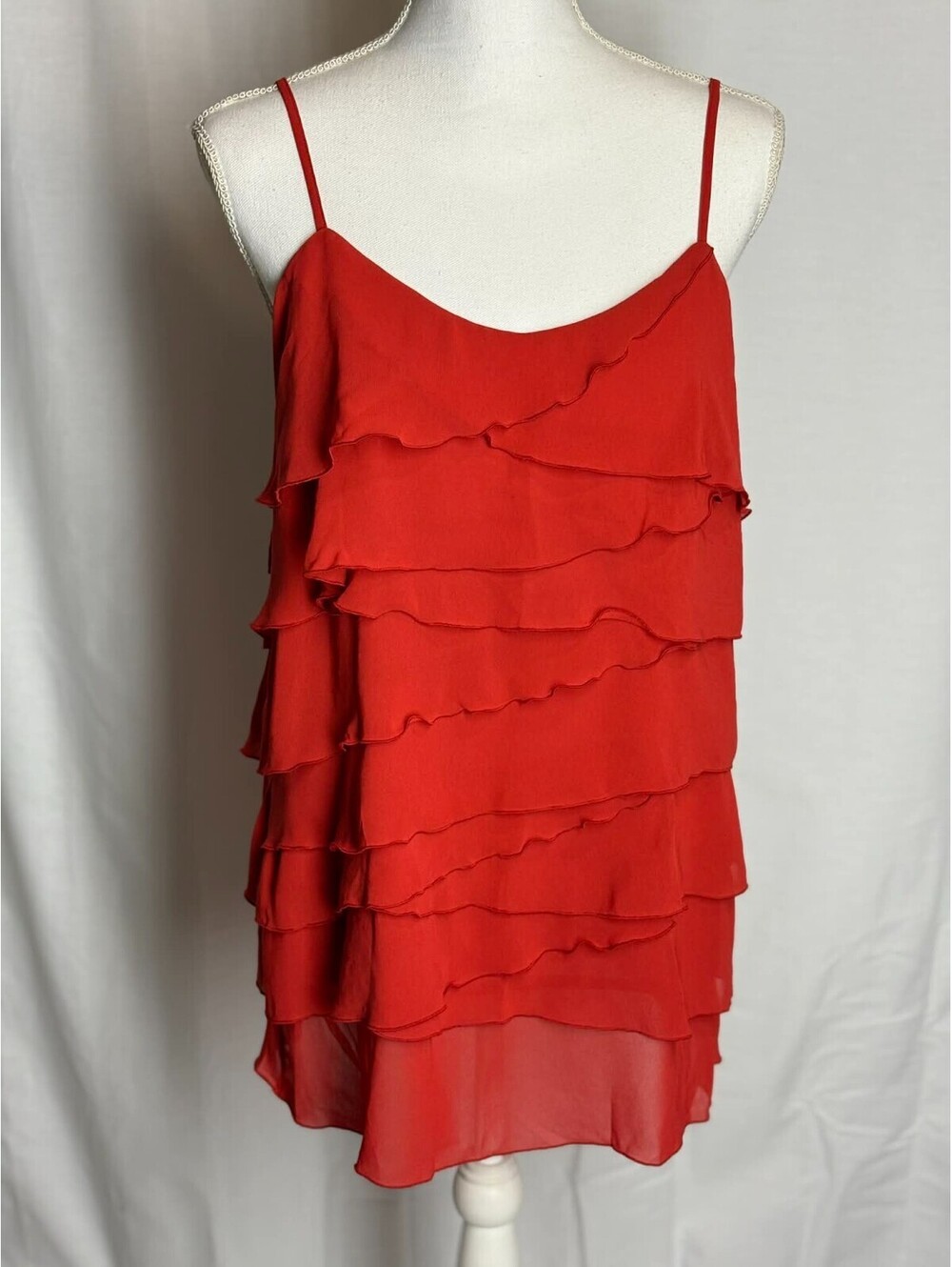 Vintage Nicole by Nicole Miller Red Spaghetti Strap Top Cami w/ Ruffles Med NWT
